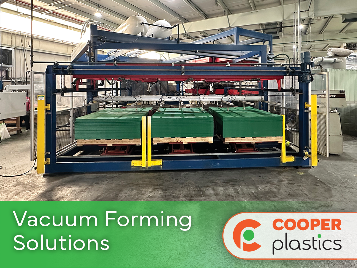 A vacuum forming machine at the Cooper Plastics manufacturing facility