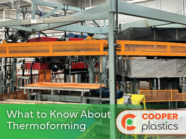 A thermoforming machine at the Cooper Plastics manufacturing facility