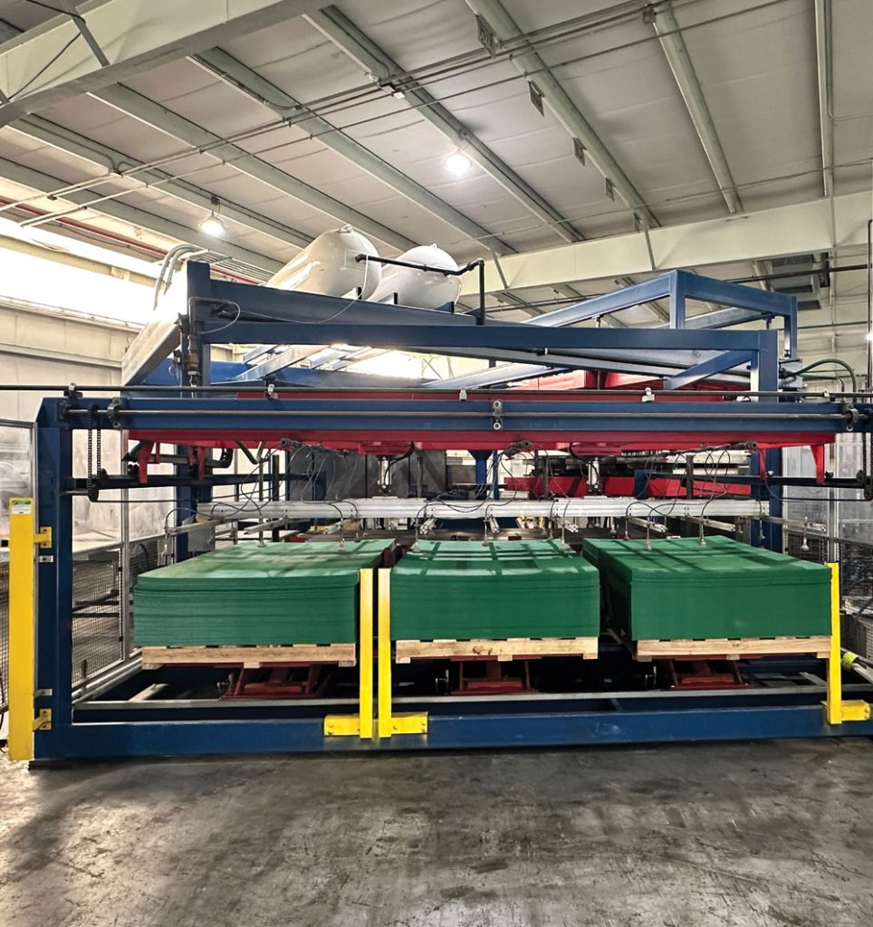 A thermoforming machine at the Cooper Plastics manufacturing facility