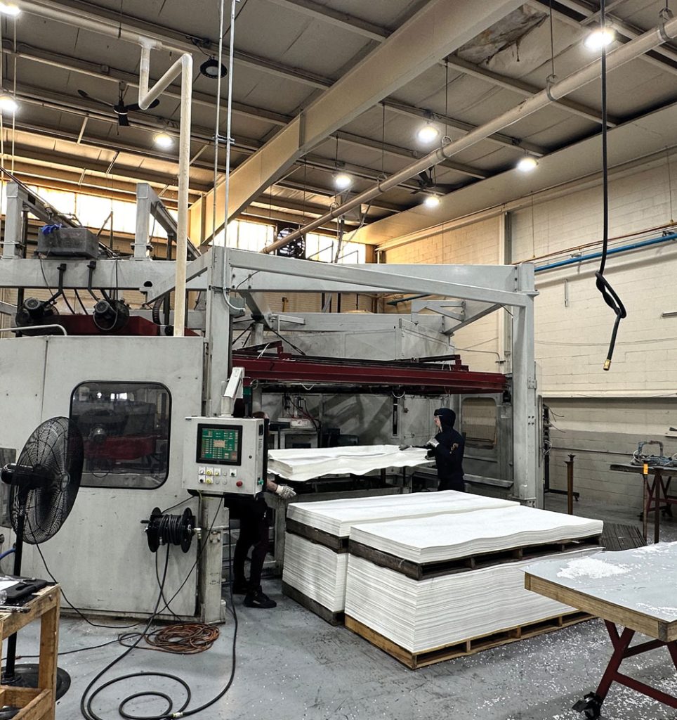 A thermoforming machine at the Cooper Plastics manufacturing facility