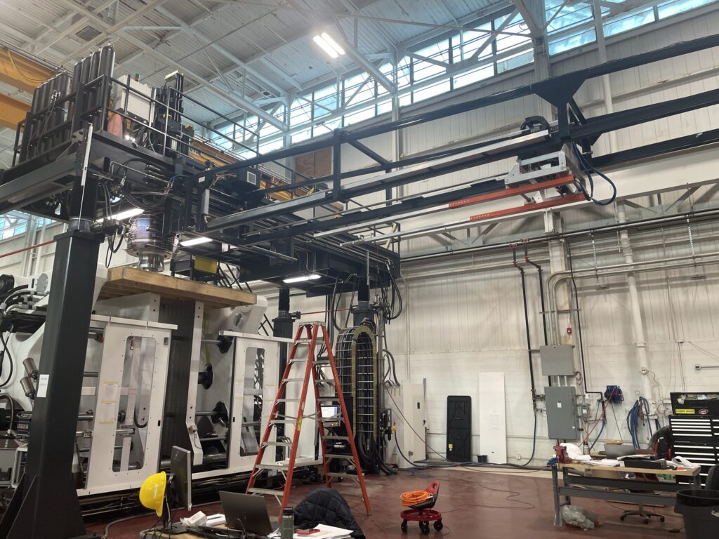 A blow molding machine at the Cooper Plastics manufacturing facility