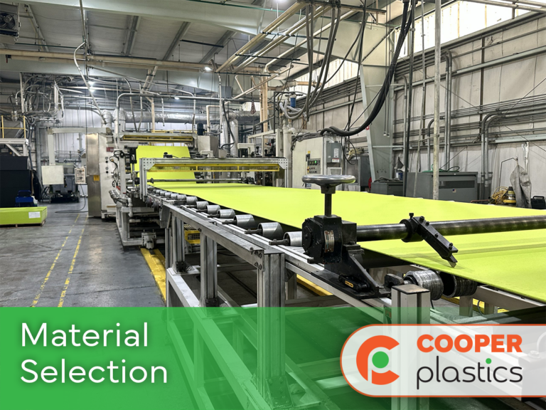 A sheet extrusion machine at the Cooper Plastics manufacturing facility