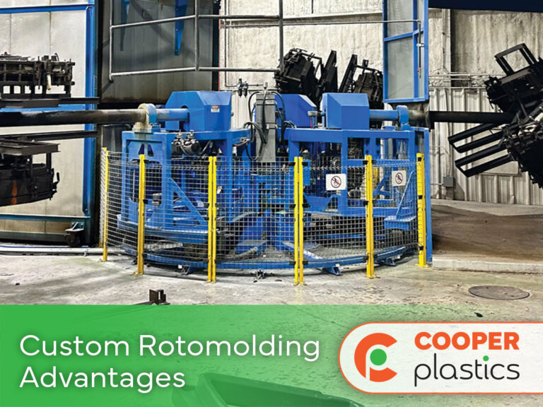 A rotational molding machine at the Cooper Plastics manufacturing facility