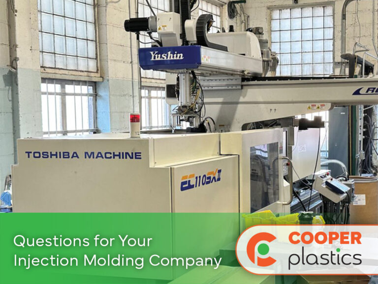 An injection molding machine at the Cooper Plastics manufacturing facility